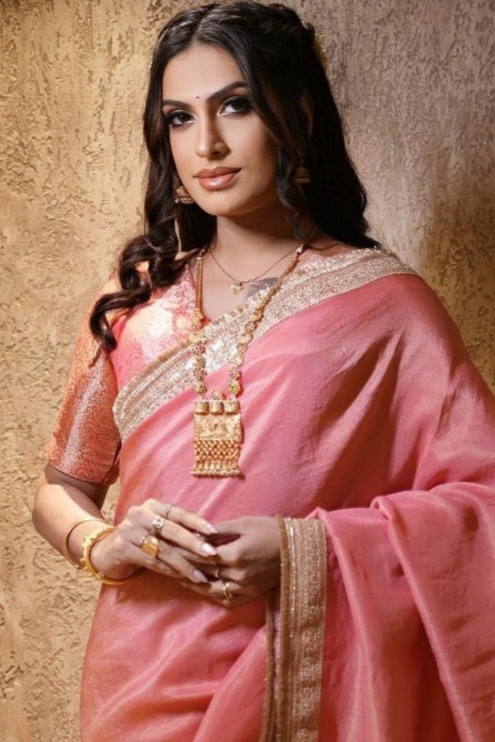Pink Tissue Saree